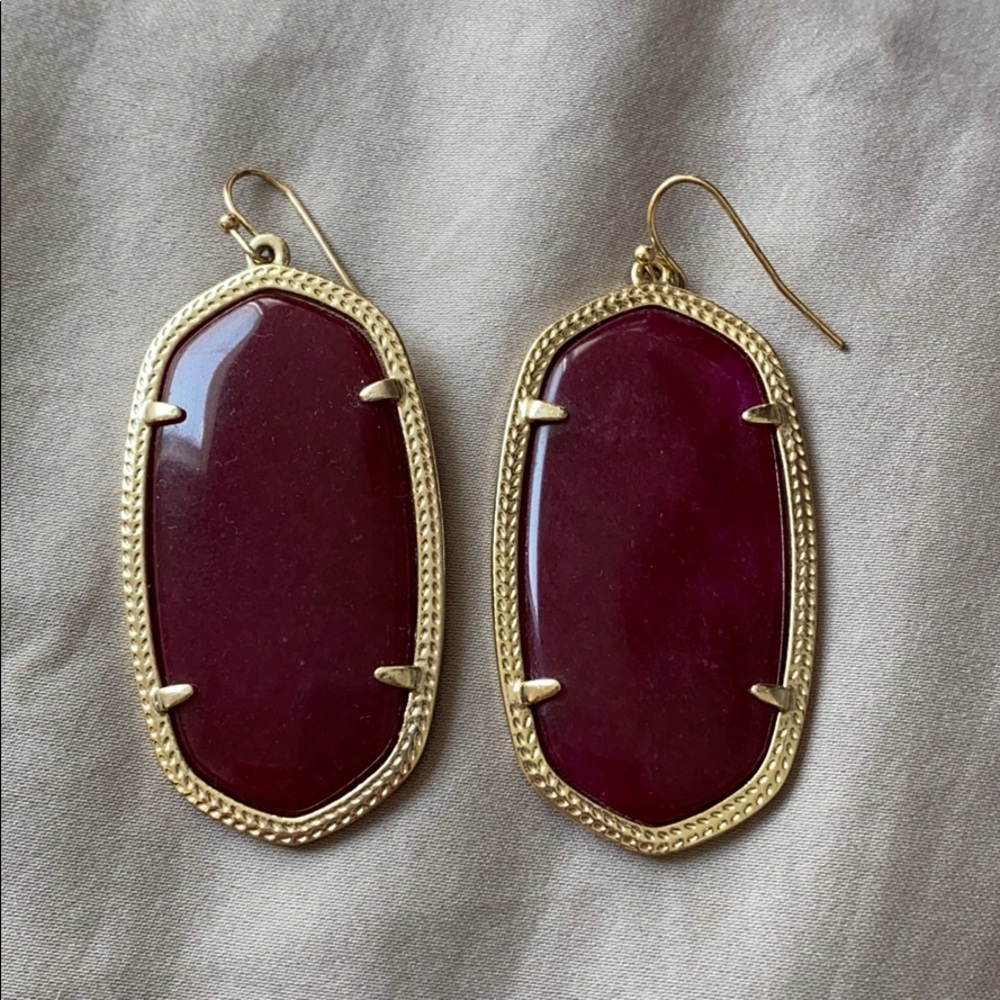 Kendra Scott Danielle gold and maroon earrings